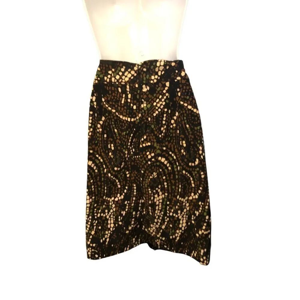 Notations retro geometric pattern mid knee length skirt size MP